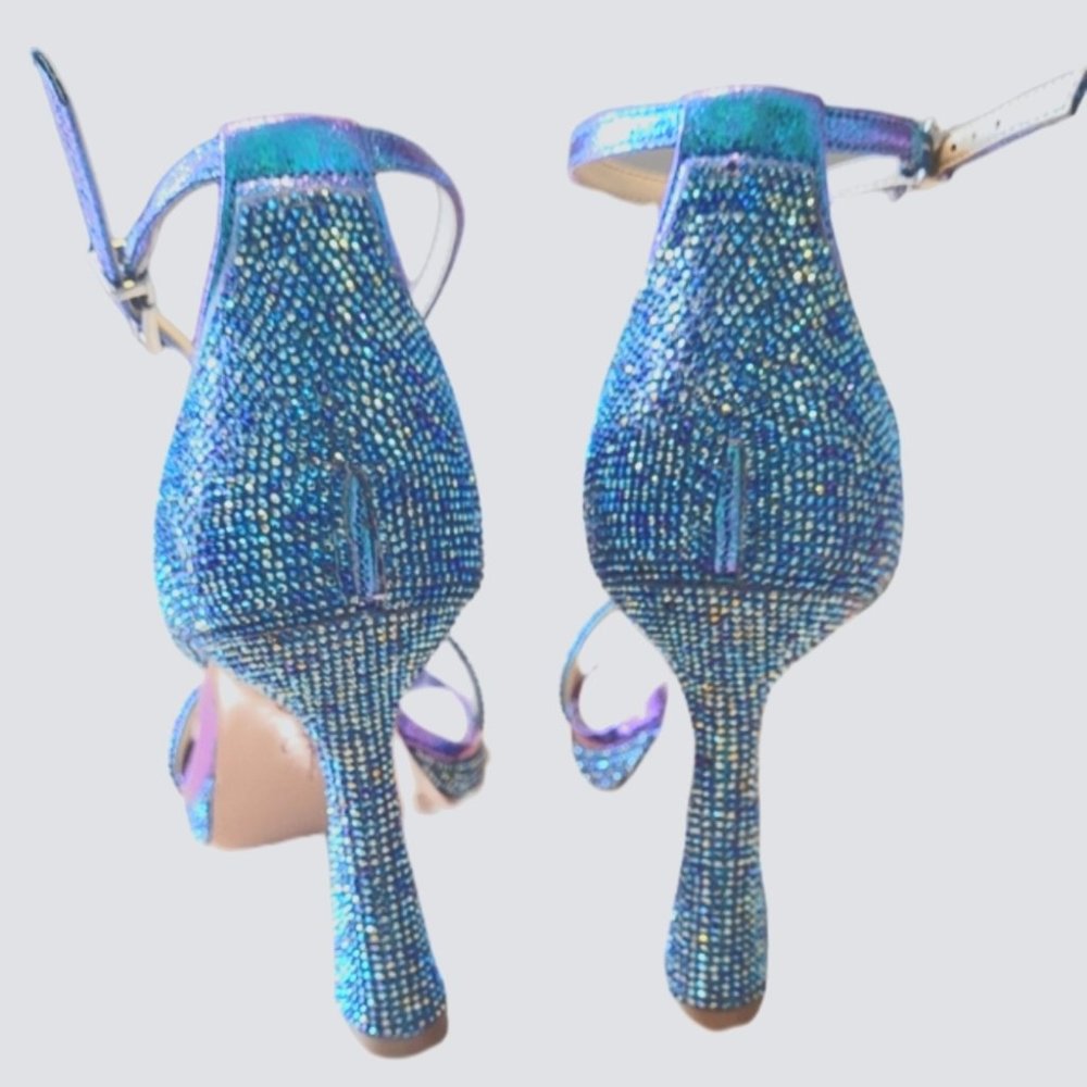 JESSICA SIMPSON Blue Rhinestone Plumpy Sandals Size 7 - Picture 3 of 7